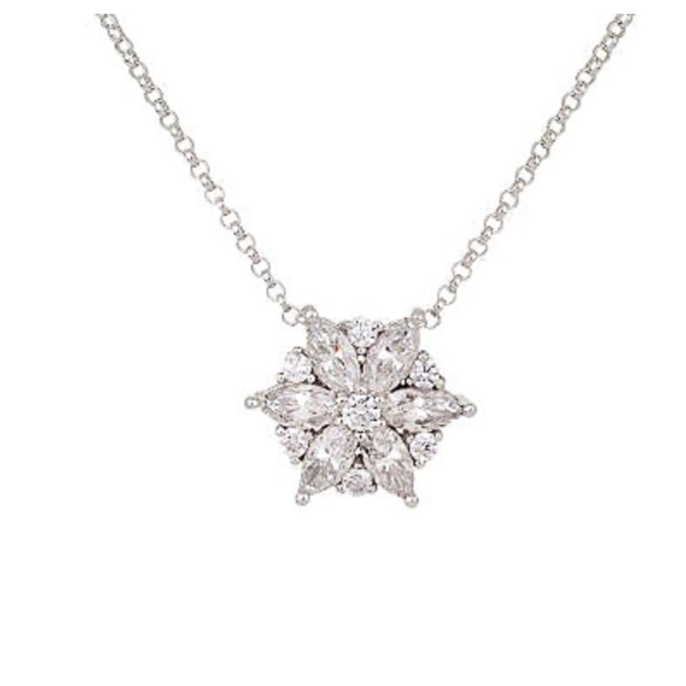 QVC Epiphany Platinum Clad Diamonique 1.70 ct tw Flower Pendant. 0327